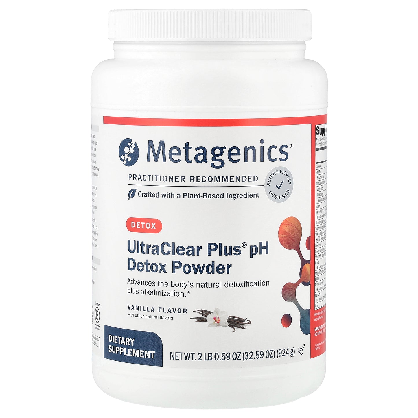 Metagenics, UltraClear Plus® pH Detox Powder, Vanilla, 2 lb 0.59 oz (924 g)