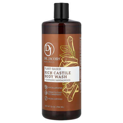 Dr. Jacobs Naturals, Plant-Based Rich Castile Body Wash, Soothing Sandalwood, 32 oz (946 ml)