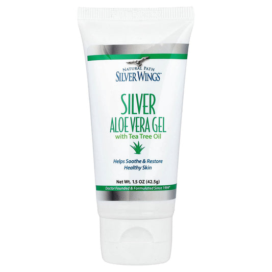 Natural Path Silver Wings, Silver, Aloe Vera Gel with Tea Tree Oil, 1.5 oz (42.5 g)