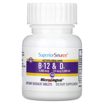 Superior Source, Methylcobalamin B-12 & Vitamin D3, 100 MicroLingual Instant Dissolve Tablets