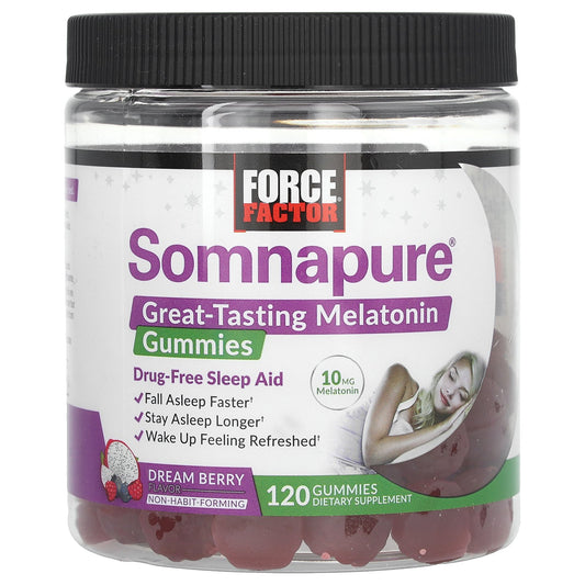 Force Factor, Somnapure®, Great Tasting Melatonin Gummies, Dream Berry, 120 Gummies (5 mg per Gummy)