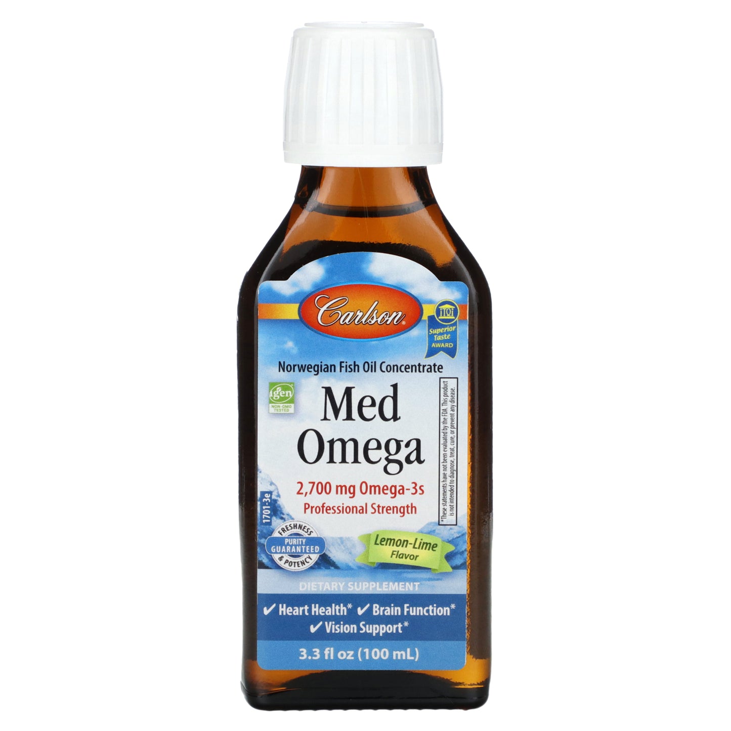 Carlson, Med Omega, Lemon-Lime, 2,700 mg, 3.3 fl oz (100 ml)