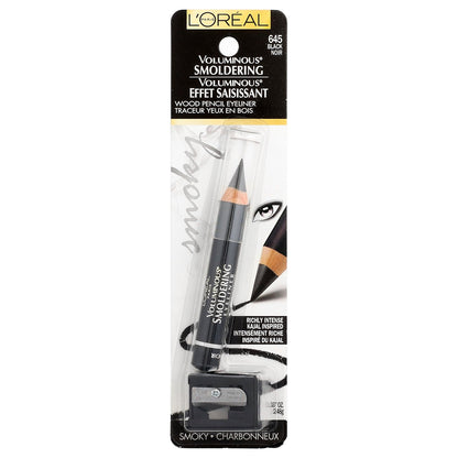 L'Oréal, Voluminous®, Smoldering Wood Pencil Eyeliner, 645 Black, 0.087 oz (2.48 g)
