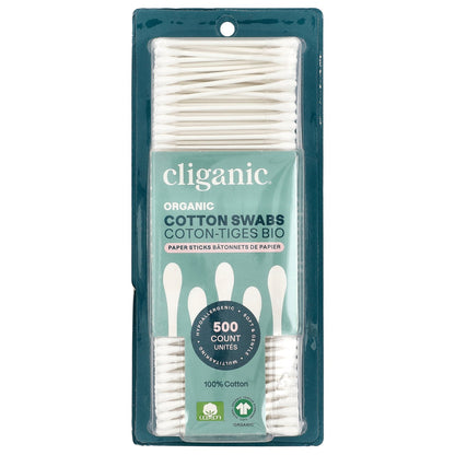 Cliganic, Organic Cotton Swabs, 500 Count