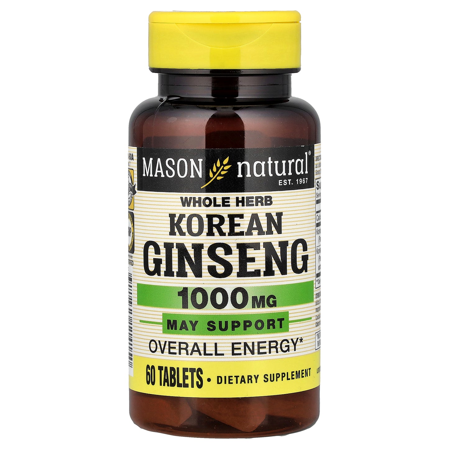 Mason Natural, Whole Herb Korean Ginseng, 60 Tablets