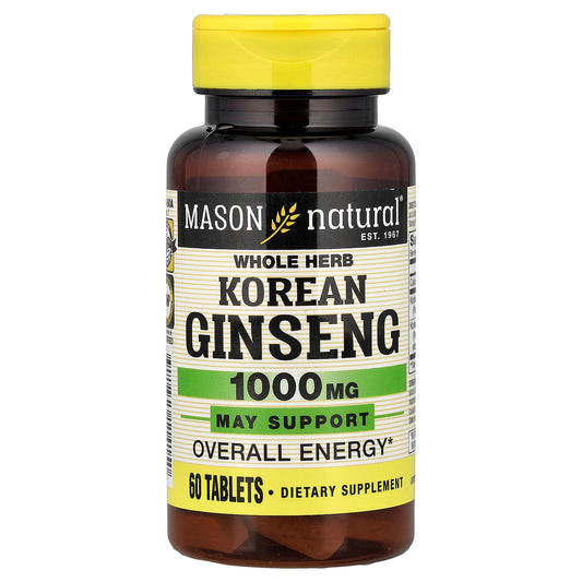 Mason Natural, Whole Herb Korean Ginseng, 60 Tablets