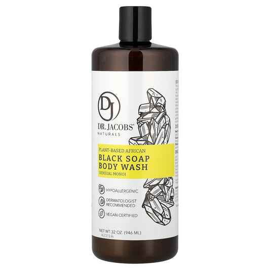 Dr. Jacobs Naturals, Plant-Based African Black Soap Body Wash, Sensual Monoi, 32 oz (946 ml)
