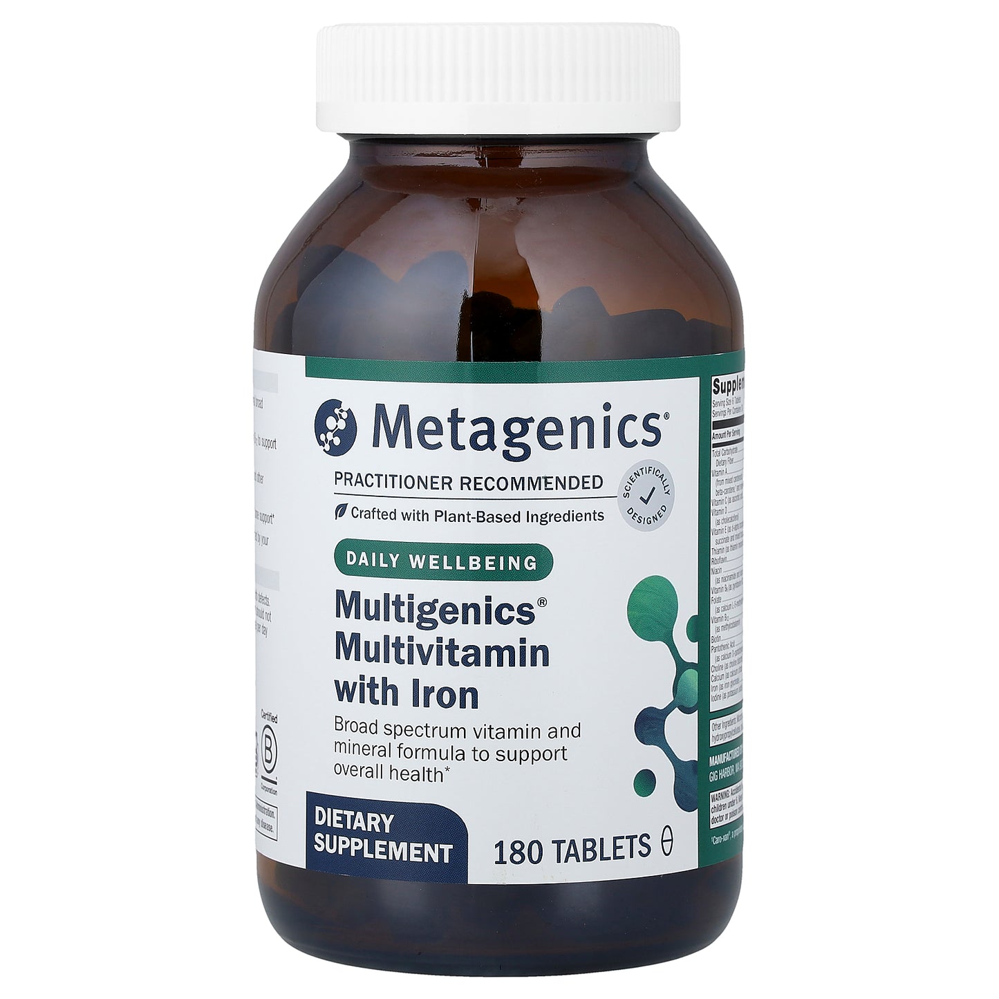 Metagenics, Multigenics® Multivitamin with Iron, 180 Tablets