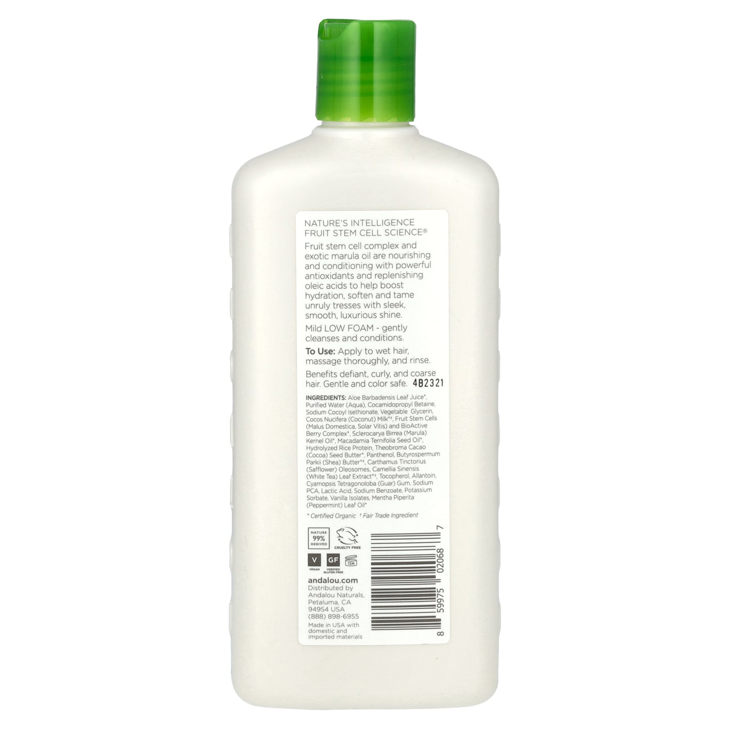 Andalou Naturals, Shampoo, Silky Smooth, For Waves to Ringlets, Exotic Marula Oil, 11.5 fl oz (340 ml)