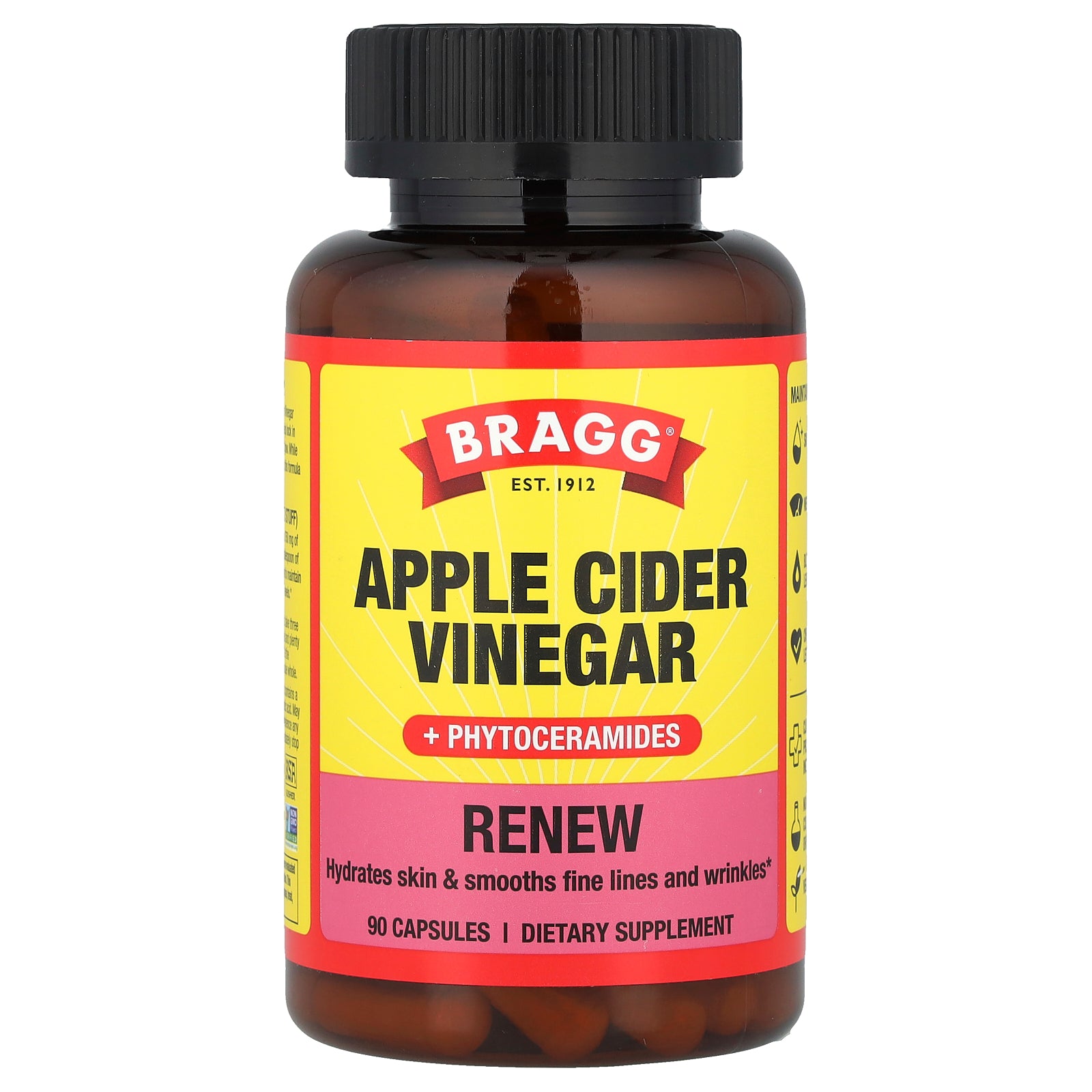 Bragg, Renew, Apple Cider Vinegar + Phytoceramides, 90 Capsules