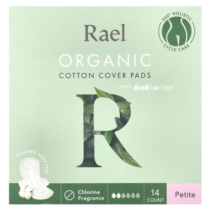 Rael, Organic Cotton Cover Pads with Leak Locker, Petite, 14 Pads