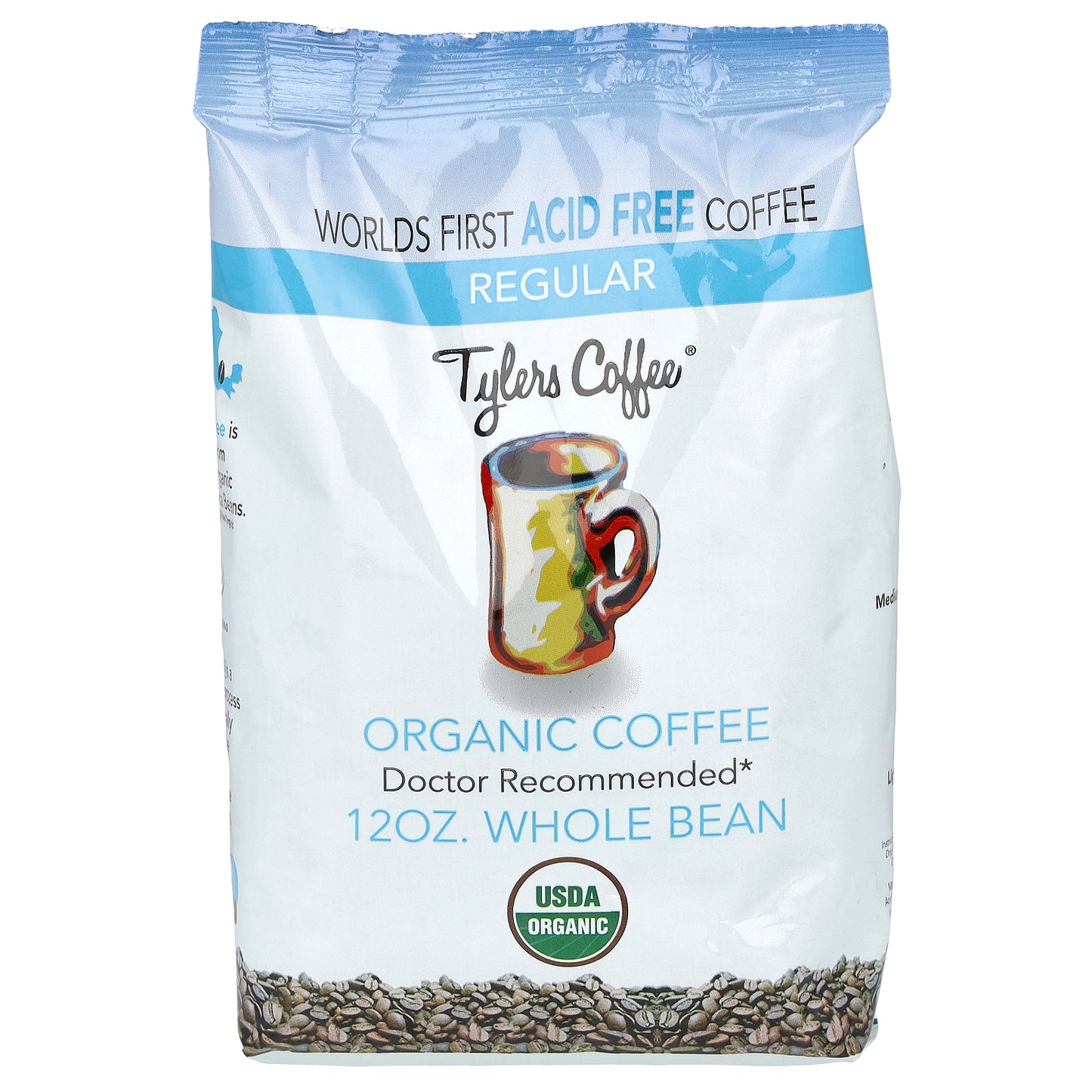 Tylers Coffees, Organic Coffee, Whole Bean, Regular, 12 oz