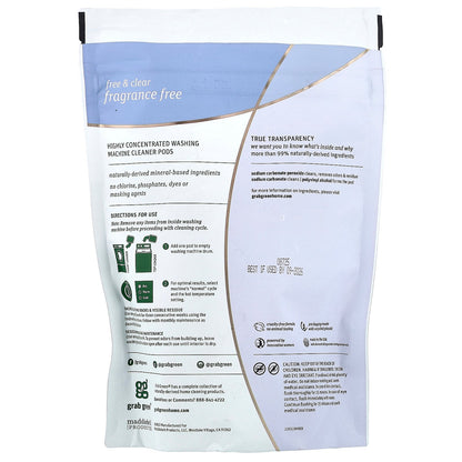 Grab Green, Washing Machine Cleaner Pods, Fragrance Free, 12.5 oz (354 g)