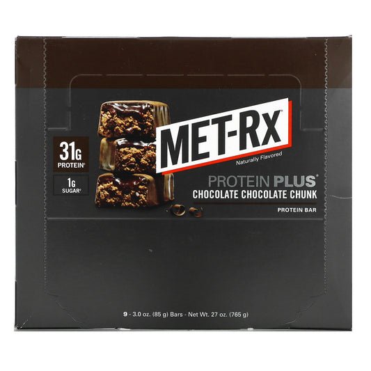 MET-Rx, PROTEIN PLUS Bar, Chocolate Chocolate Chunk, 9 Bars, 3.0 oz (85 g) Each