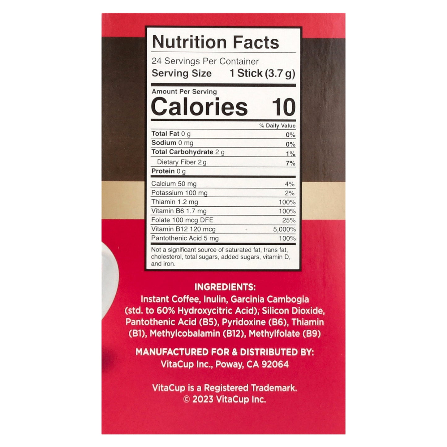 VitaCup, Slim Instant Coffee, Medium Roast, 24 Single Serve Sticks, 0.13 oz (3.7 g) Each