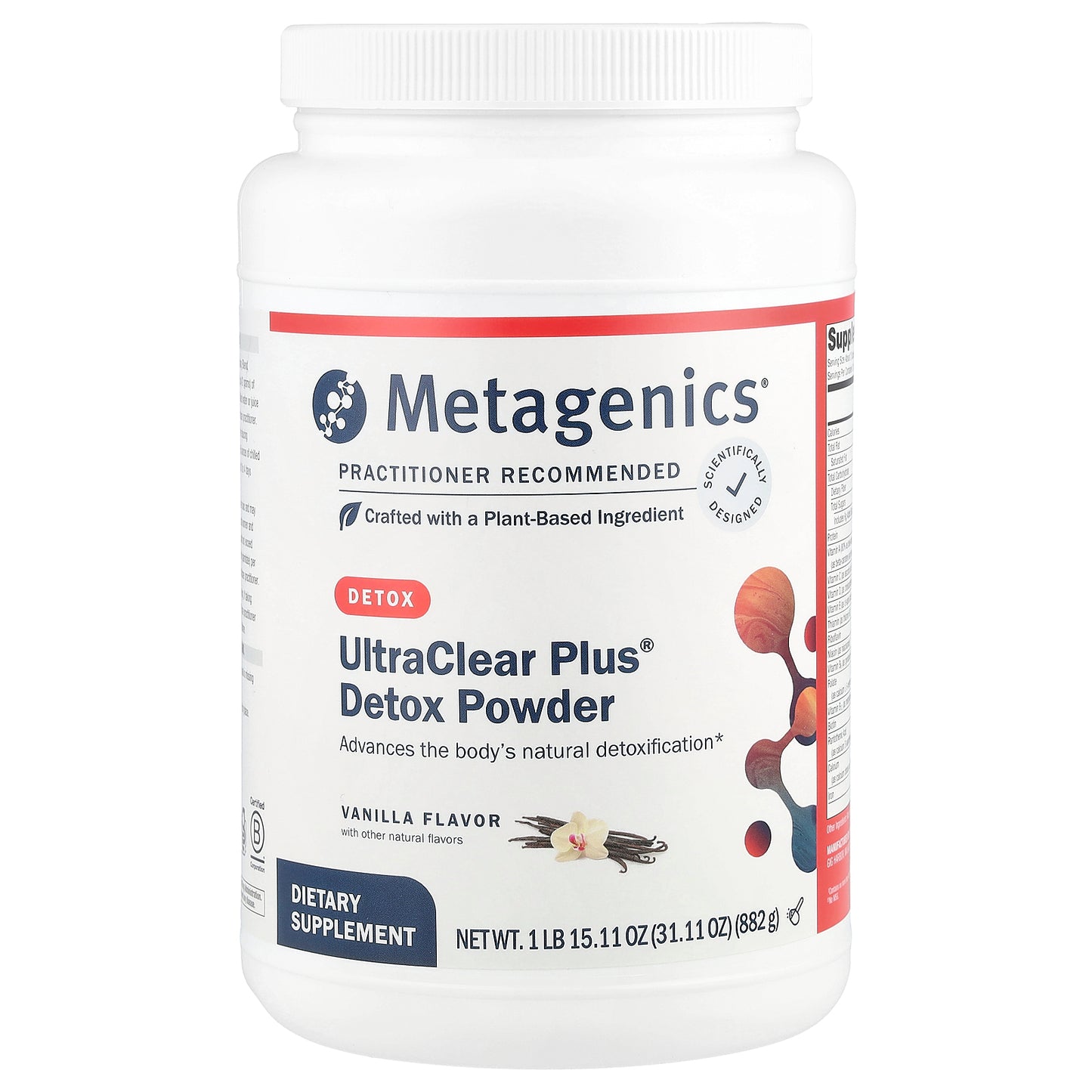 Metagenics, UltraClear Plus® Detox Powder, Vanilla, 31.11 oz (882 g)