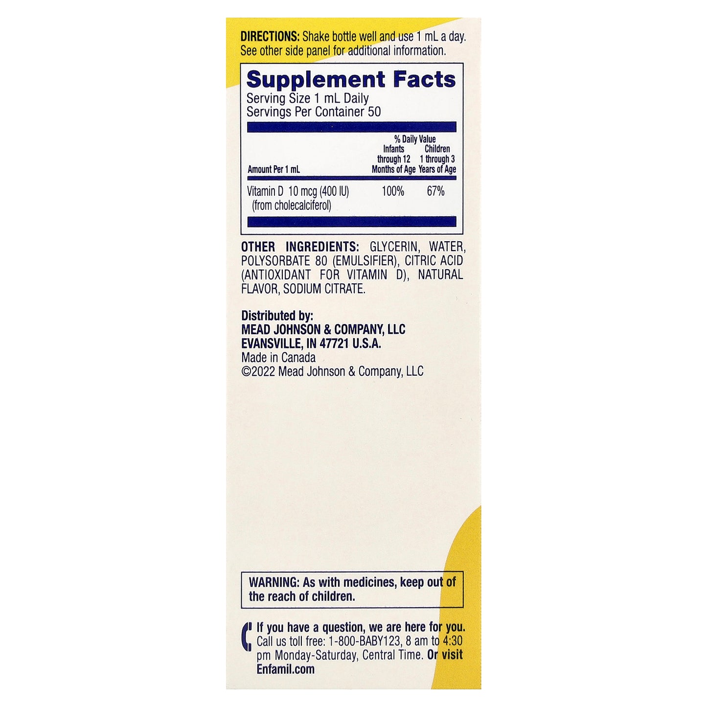 Enfamil, D·Vi·Sol®, Vitamin D Drops, Strong Bones, 0-12 Months, 1.66 fl oz (50 ml)