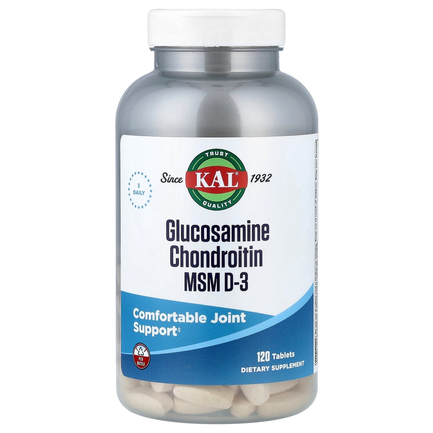 KAL, Glocosamine Chondroitin MSM D-3, 120 Tablets
