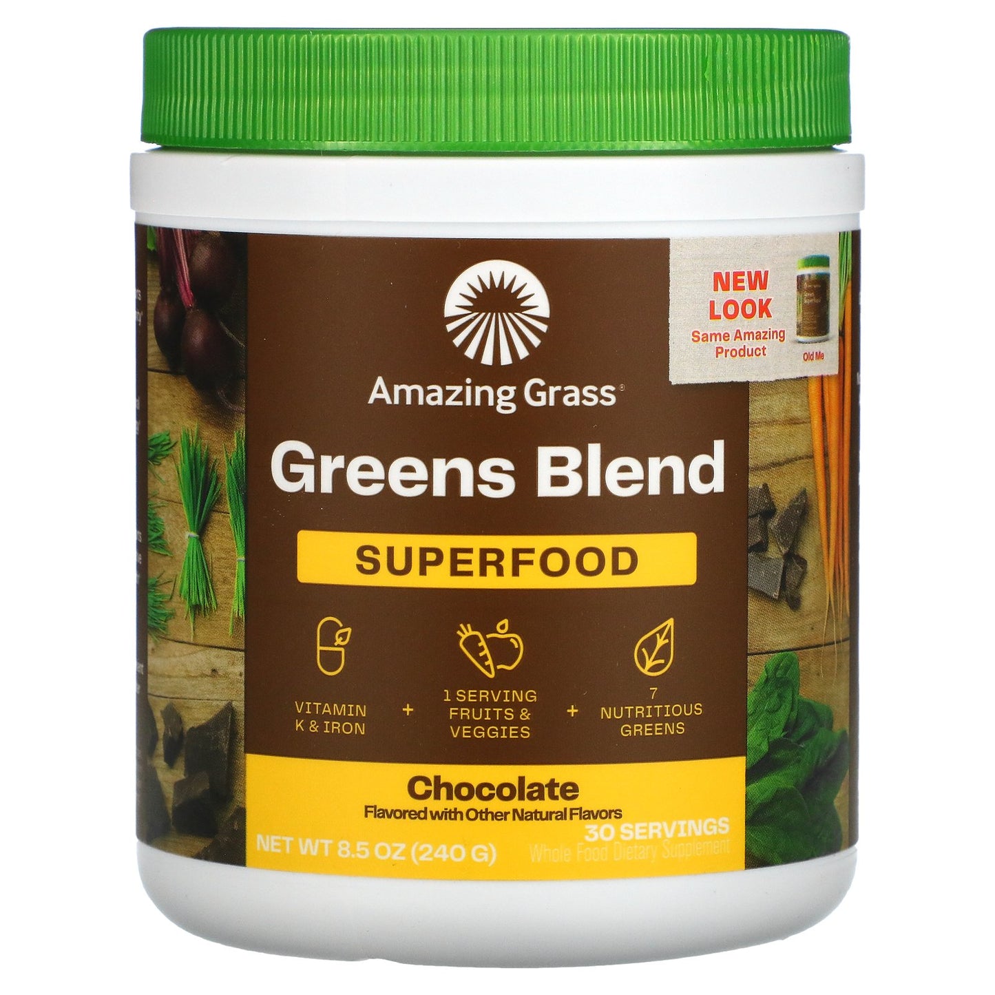 Amazing Grass, Greens Blend, Superfood, Chocolate, 8.5 oz (240 g)