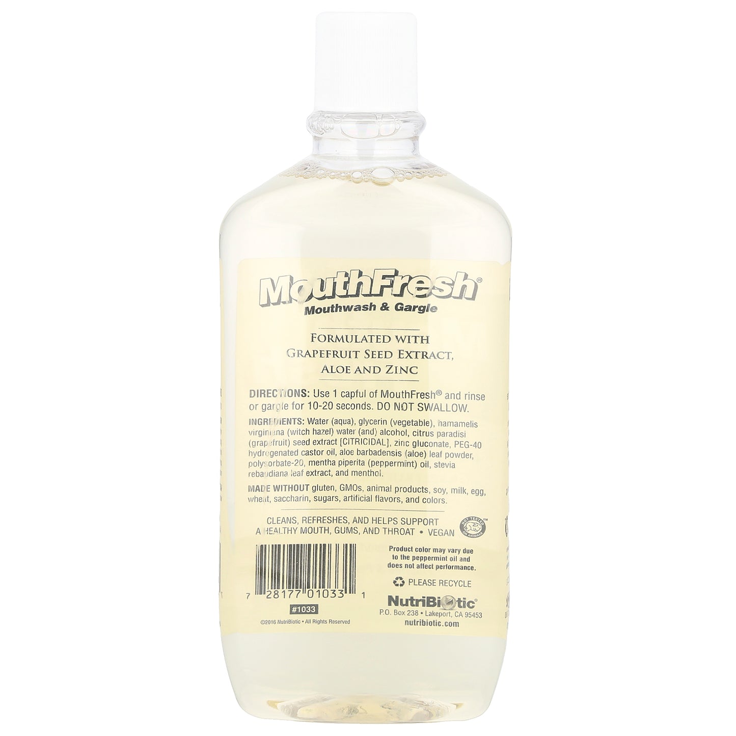 NutriBiotic, Mouth Fresh®, Mouthwash & Gargle, Refreshing Peppermint, 16 fl oz (473 ml)