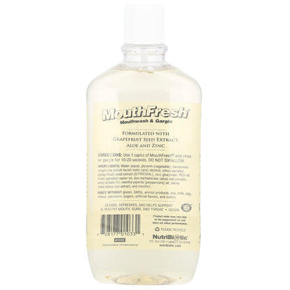 NutriBiotic, Mouth Fresh®, Mouthwash & Gargle, Refreshing Peppermint, 16 fl oz (473 ml)