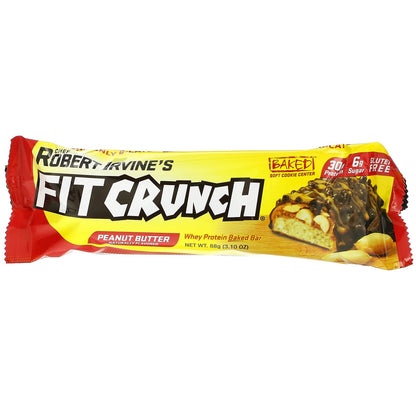 FITCRUNCH, Whey Protein Baked Bar, Peanut Butter, 12 Bars, (3.10 oz) 88 g Each