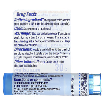 Boiron, Galphimia Glauca, 30C, Hay Fever Relief, Approx 80 Pellets