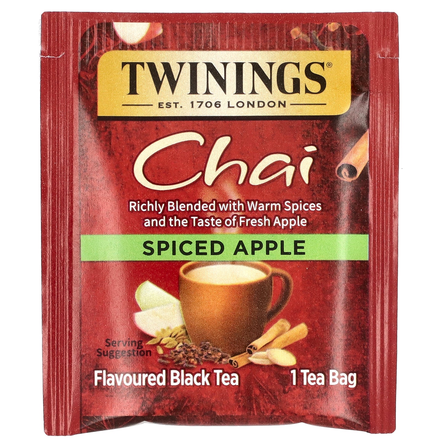 Twinings, Flavored Black Tea, Chai, Spiced Apple, 20 Tea Bags, 1.41 oz (40 g)