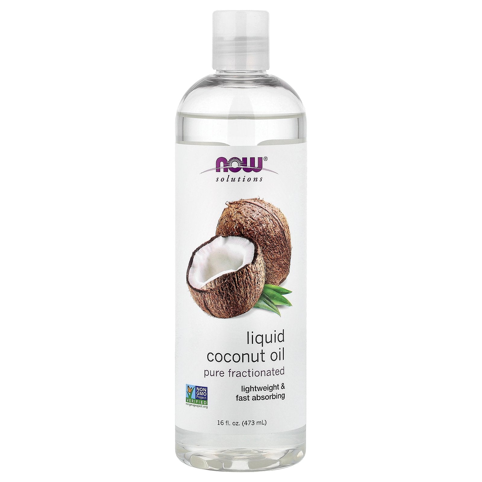 NOW Foods, Solutions, Liquid Coconut Oil, Pure Fractionated, 16 fl oz (473 ml)