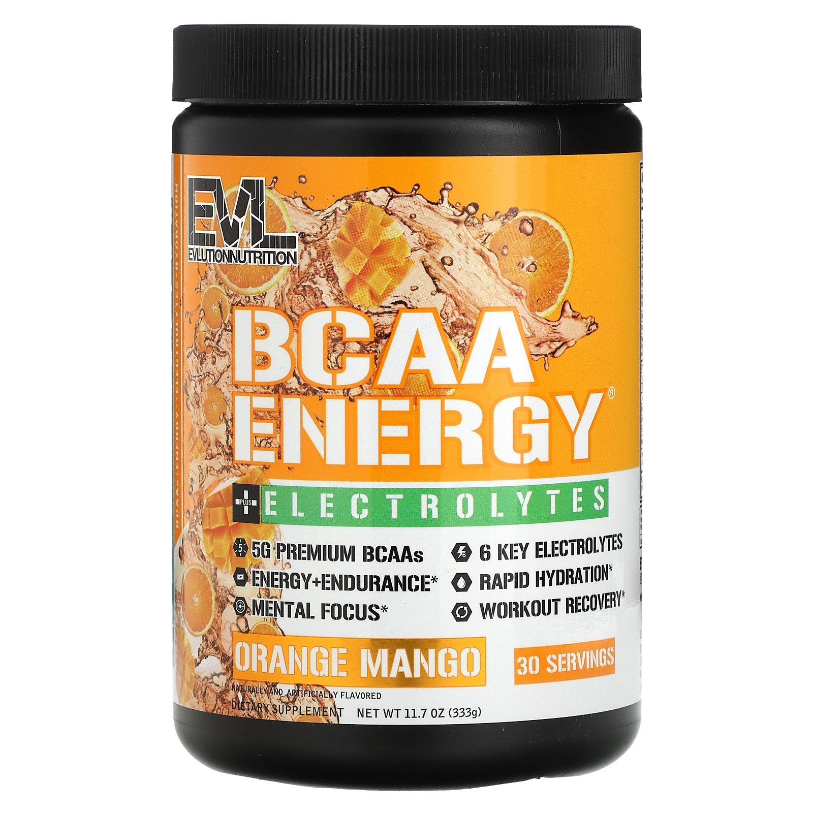 EVLution Nutrition, BCAA Energy Plus Electrolytes, Orange Mango, 11.7 oz (333 g)