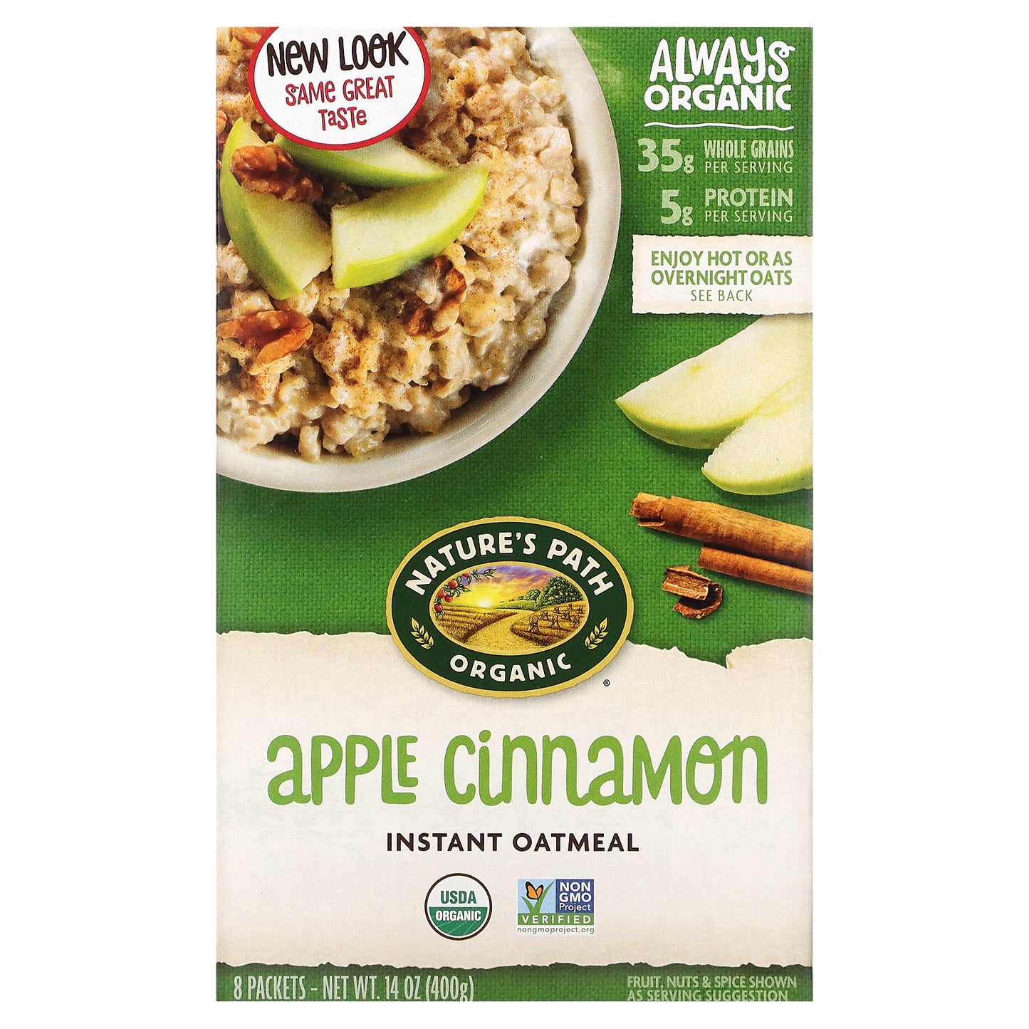 Nature's Path, Organic Instant Oatmeal, Apple Cinnamon, 8 Packets, 14 oz (400 g)