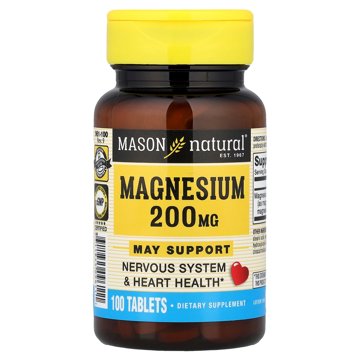 Mason Natural, Magnesium, 200 mg, 100 Tablets