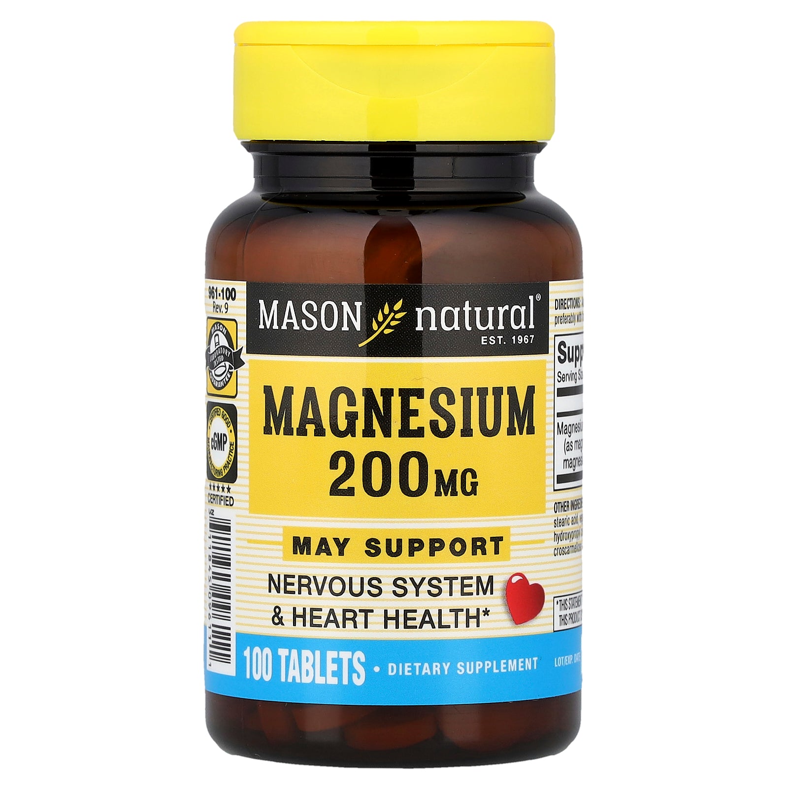 Mason Natural, Magnesium, 200 mg, 100 Tablets