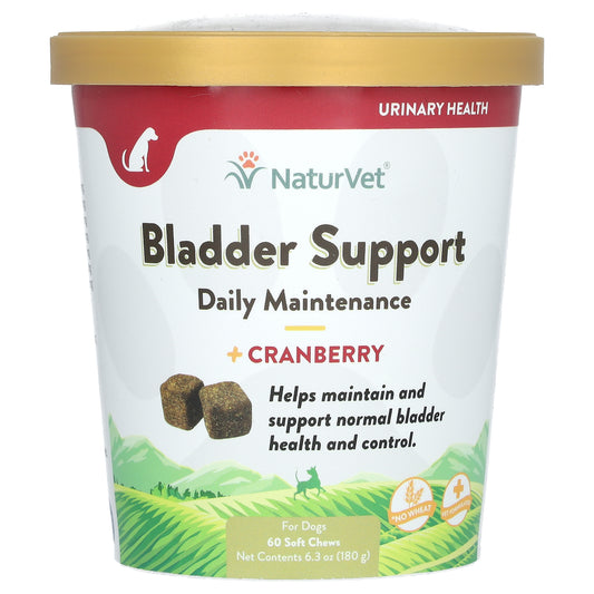 NaturVet, Bladder Support Daily Maintenance + Cranberry, For Dogs, 60 Soft Chews, 6.3 oz (180 g)