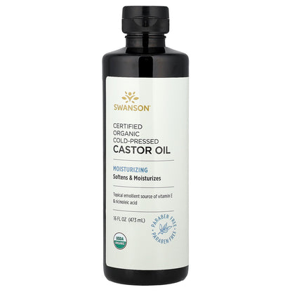 Swanson, Certified Organic Cold-Pressed Castor Oil, 16 fl oz (473 ml)