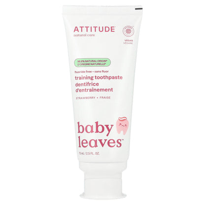 ATTITUDE, Baby Leaves™, Fluoride Free Training Toothpaste, Strawberry, 2.5 fl oz (75 ml)