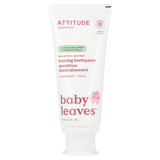 ATTITUDE, Baby Leaves™, Fluoride Free Training Toothpaste, Strawberry, 2.5 fl oz (75 ml)
