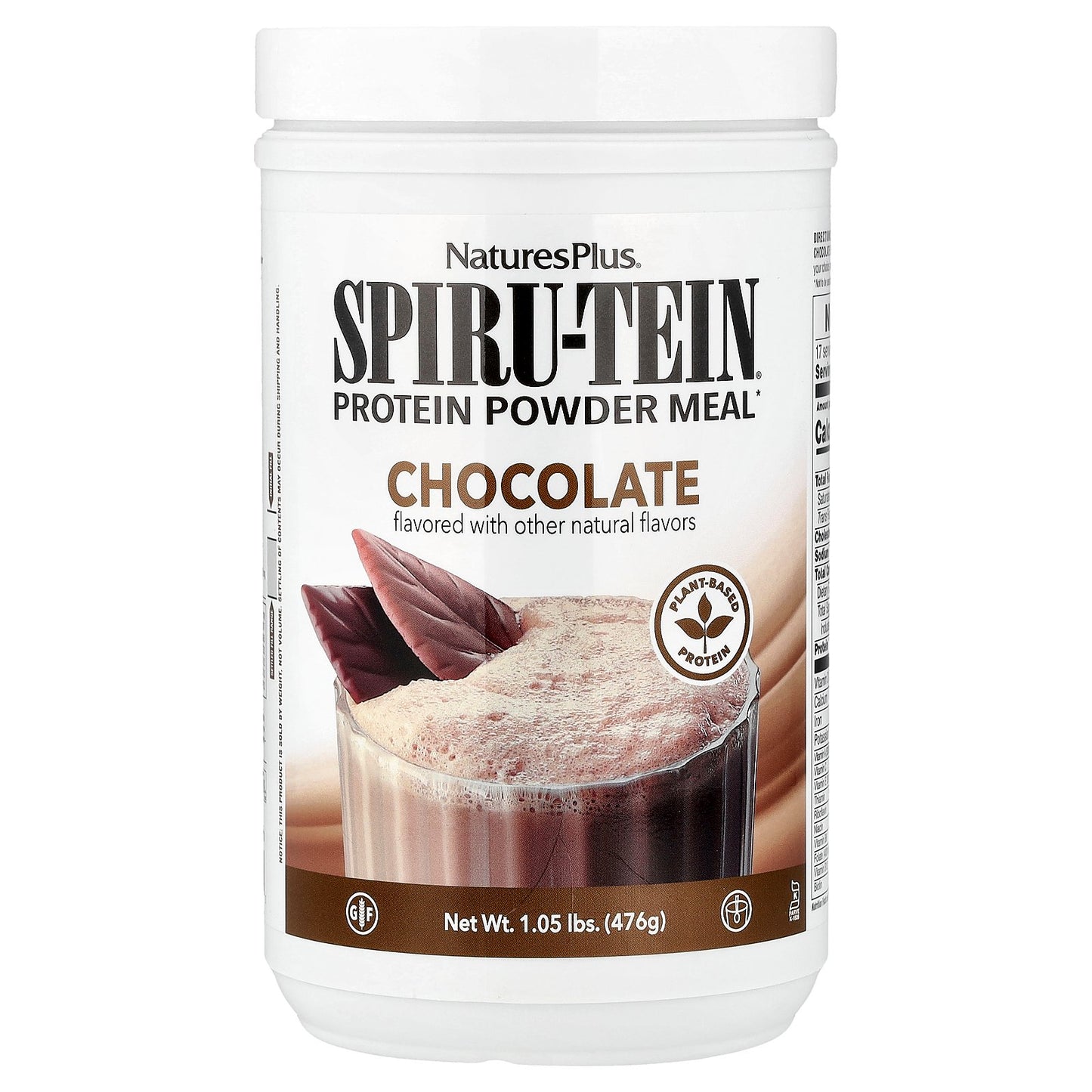 NaturesPlus, Spiru-Tein®, Protein Powder Meal, Chocolate, 1.05 lbs (476 g)