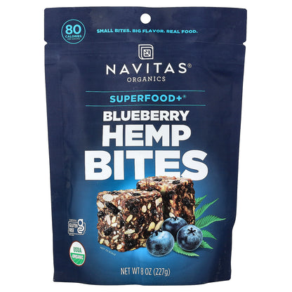 Navitas Organics, Superfood+®, Hemp Bites, Blueberry, 8 oz (227 g)