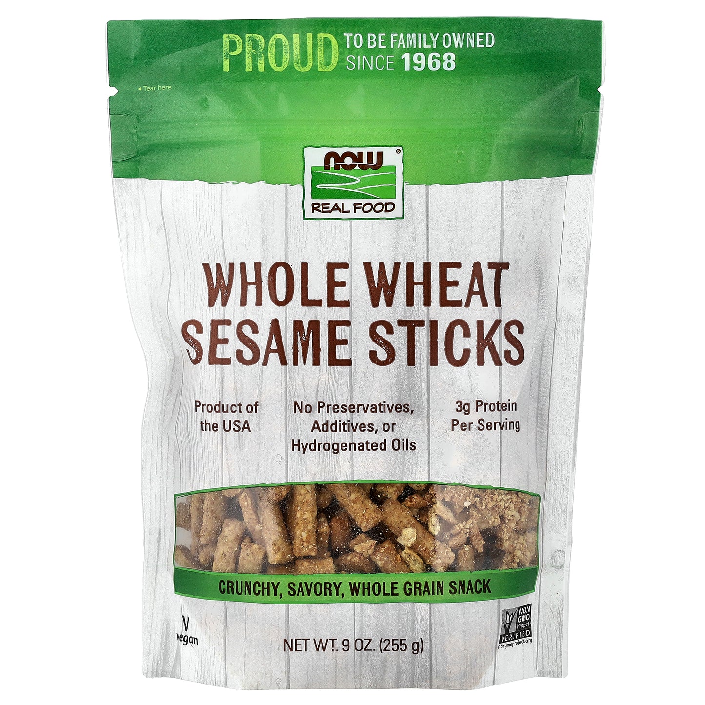 NOW Foods, Real Food, Whole Wheat Sesame Sticks, 9 oz (255 g)