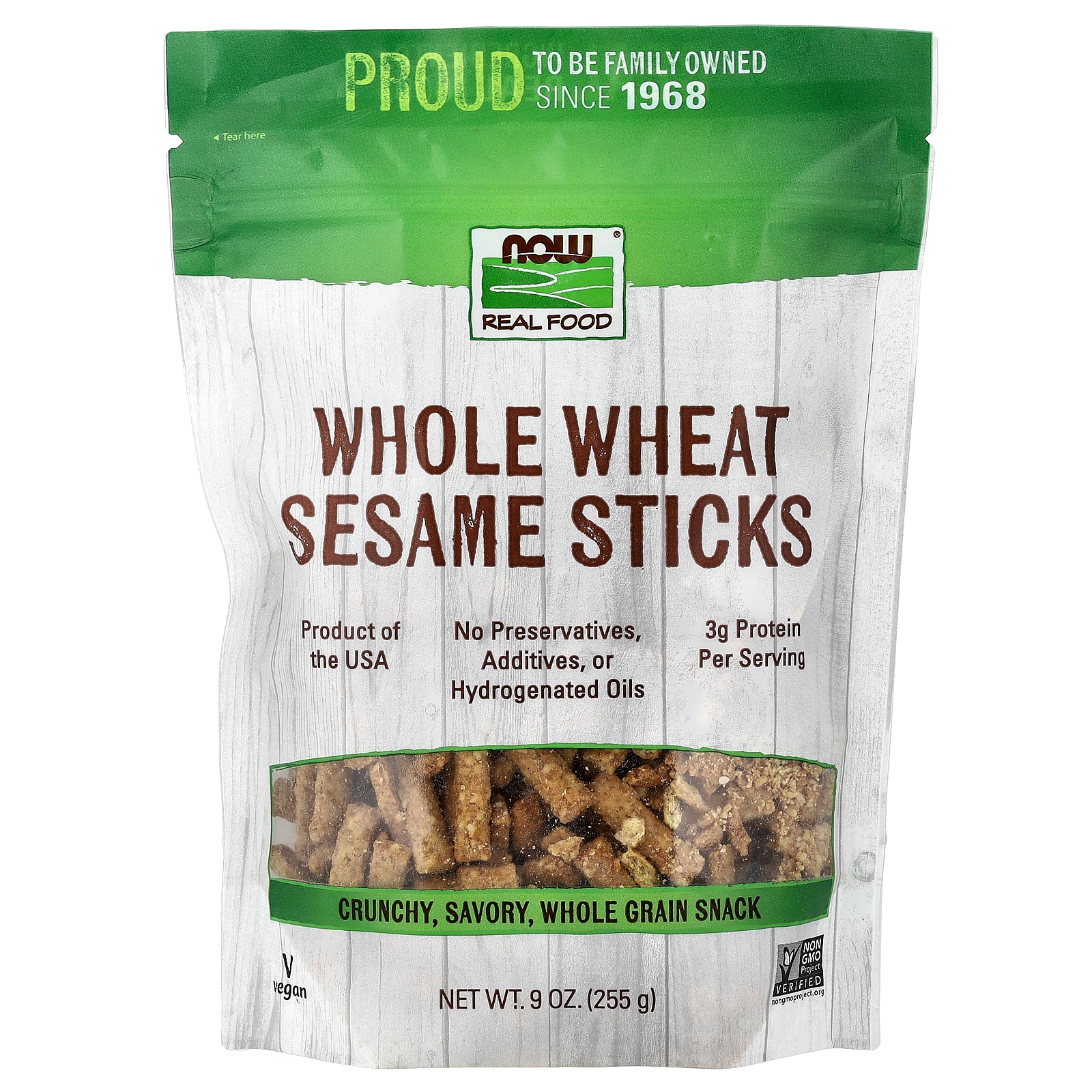 NOW Foods, Real Food, Whole Wheat Sesame Sticks, 9 oz (255 g)