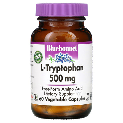 Bluebonnet Nutrition, L-Tryptophan, 500 mg, 60 Vegetable Capsules