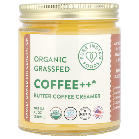 Pure Indian Foods, Coffee++®, Organic Grassfed Butter Coffee Creamer, 8.5 fl oz (250 ml)