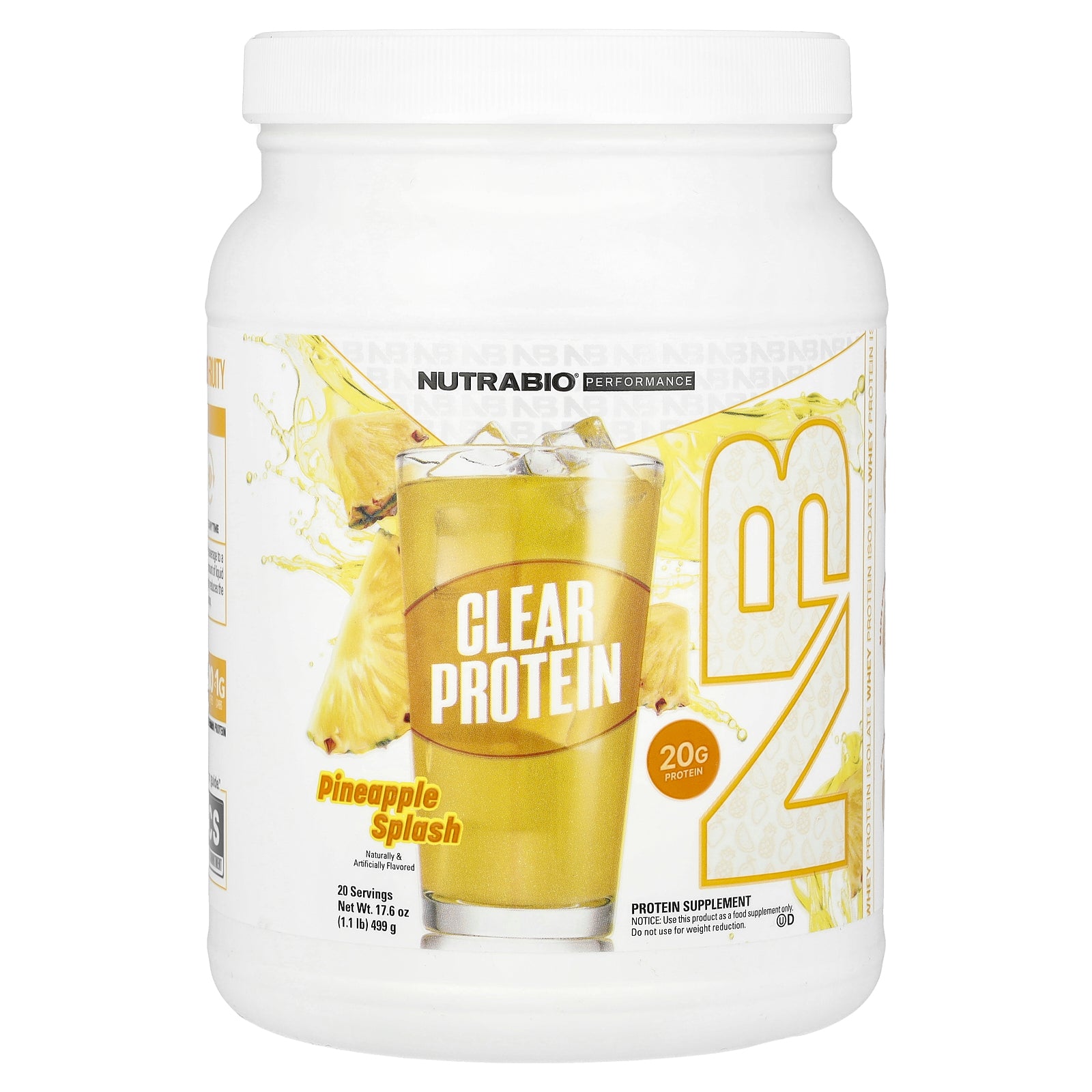 NutraBio, Performance, Clear Protein, Pineapple Splash, 1.1 lb (499 g)