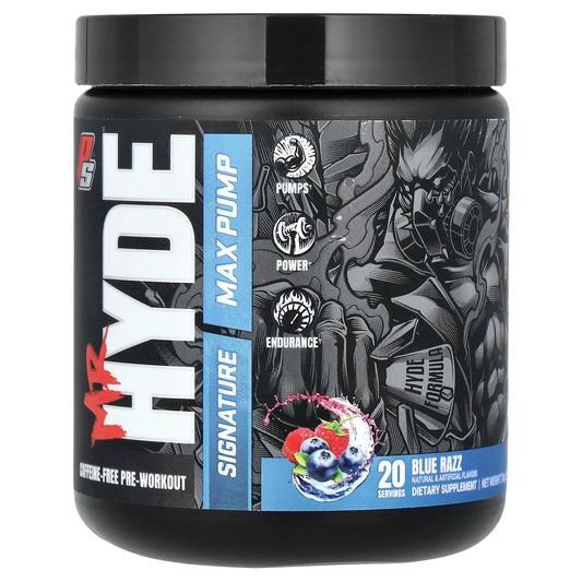 ProSupps, Mr. Hyde, Signature Max Pump, Pre-Workout, Caffeine-Free, Blue Razz, 7.9 oz (224 g)