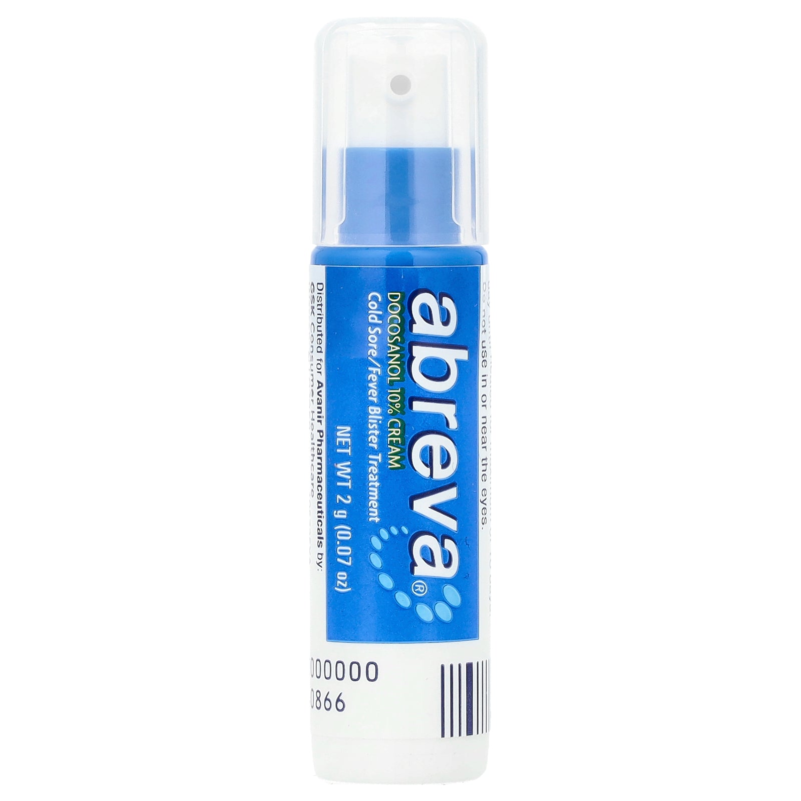 Abreva, Cold Sore/Fever Blister Treatment, Pump, 0.07 oz (2 g)