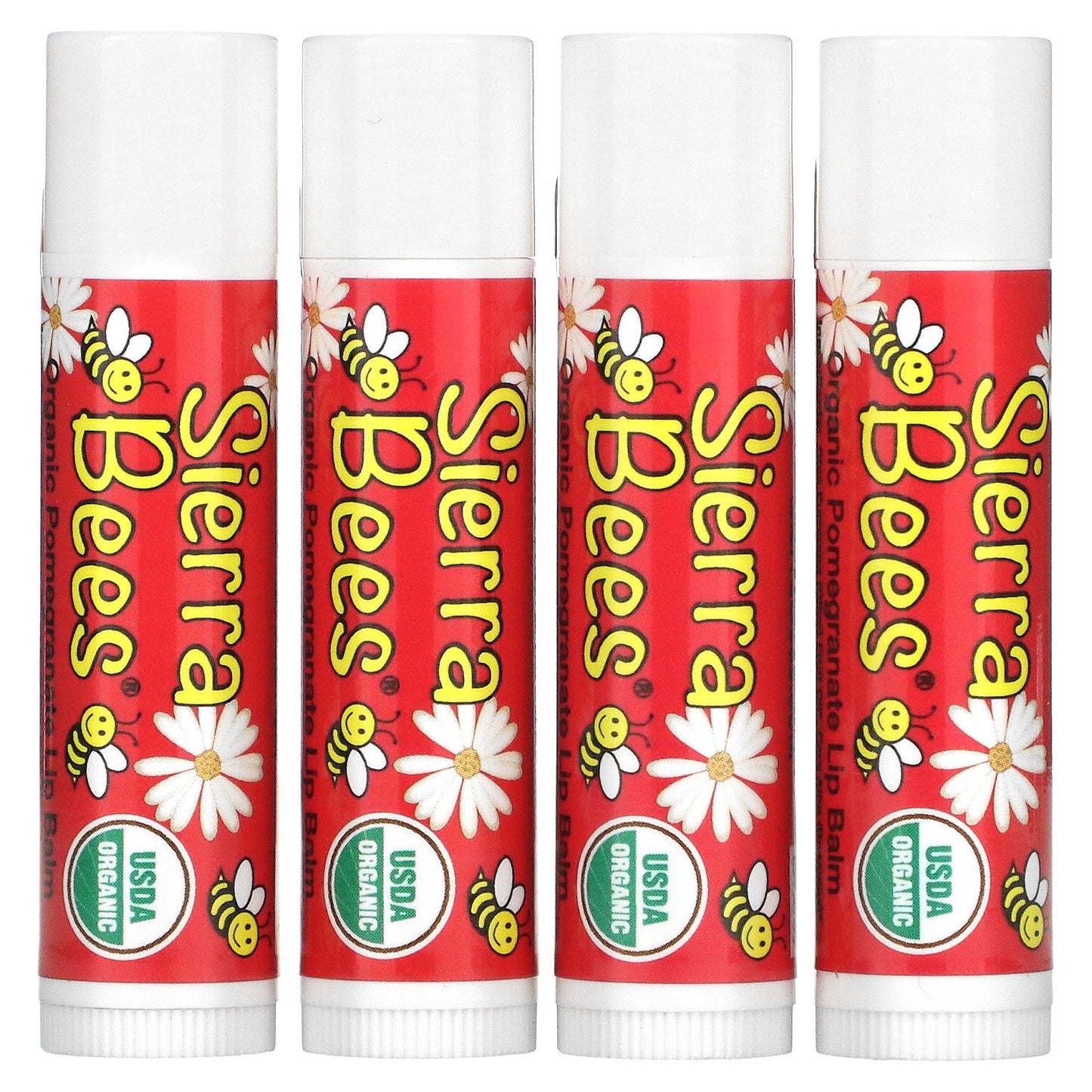 Sierra Bees, Organic Lip Balms, Pomegranate, 4 Pack, 0.15 oz (4.25 g) Each