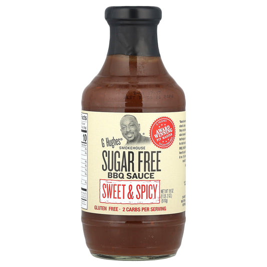 G Hughes, Sugar Free BBQ Sauce, Sweet & Spicy, 18 oz (510 g)