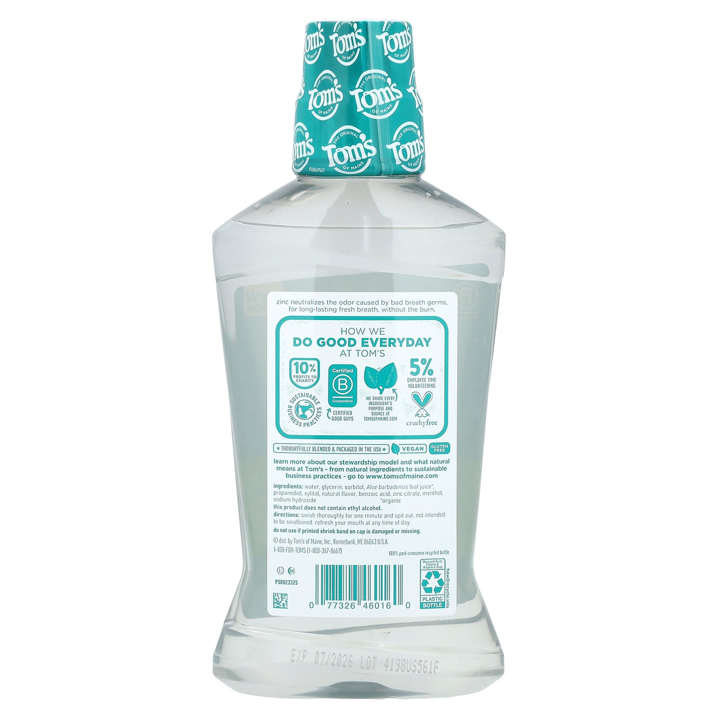 Tom's of Maine, Wicked Fresh!®, Mouthwash, Alcohol-Free, Fluoride-Free, Cool Mountain Mint, 16 fl oz (473 ml)