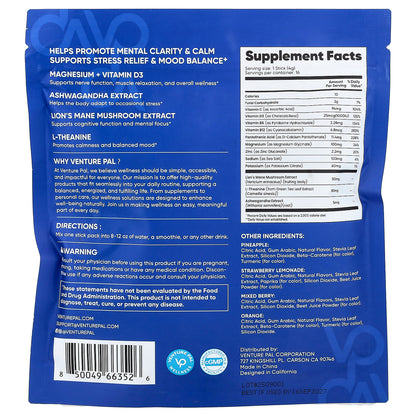 Venture Pal, Calming Drink Mix+, Magnesium Glycinate, Variety, 16 Stick Packs, 0.14 oz (4 g) Each